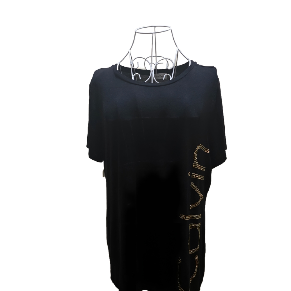 Calvin Klein Black Tee with Gold Accents